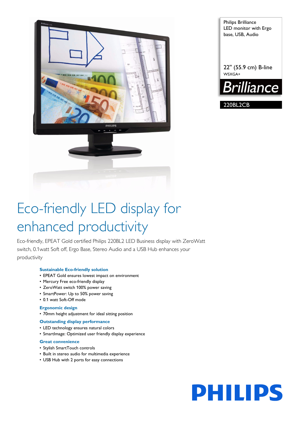 Philips 220BL2CB-27 User Manual | 3 pages