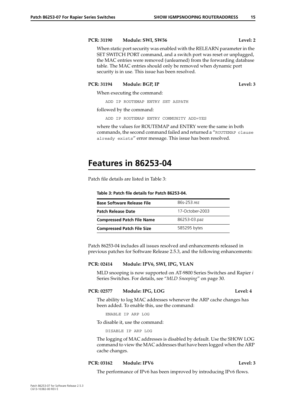 Features in 86253-04 | Allied Telesis 86253-07 User Manual | Page 15 / 34