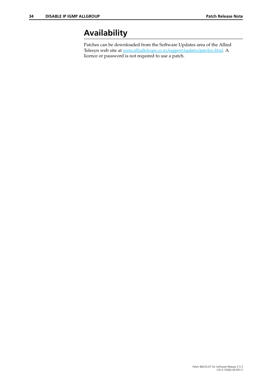 Availability | Allied Telesis 86253-07 User Manual | Page 34 / 34