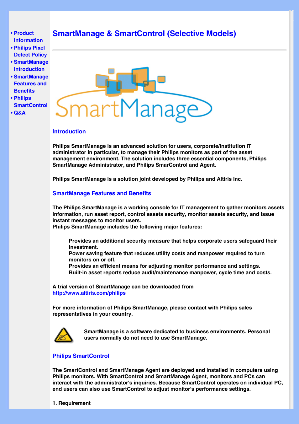 Smartmanage, Smartmanage & smartcontrol (selective models) | Philips 220BW8EB-27 User Manual | Page 37 / 85