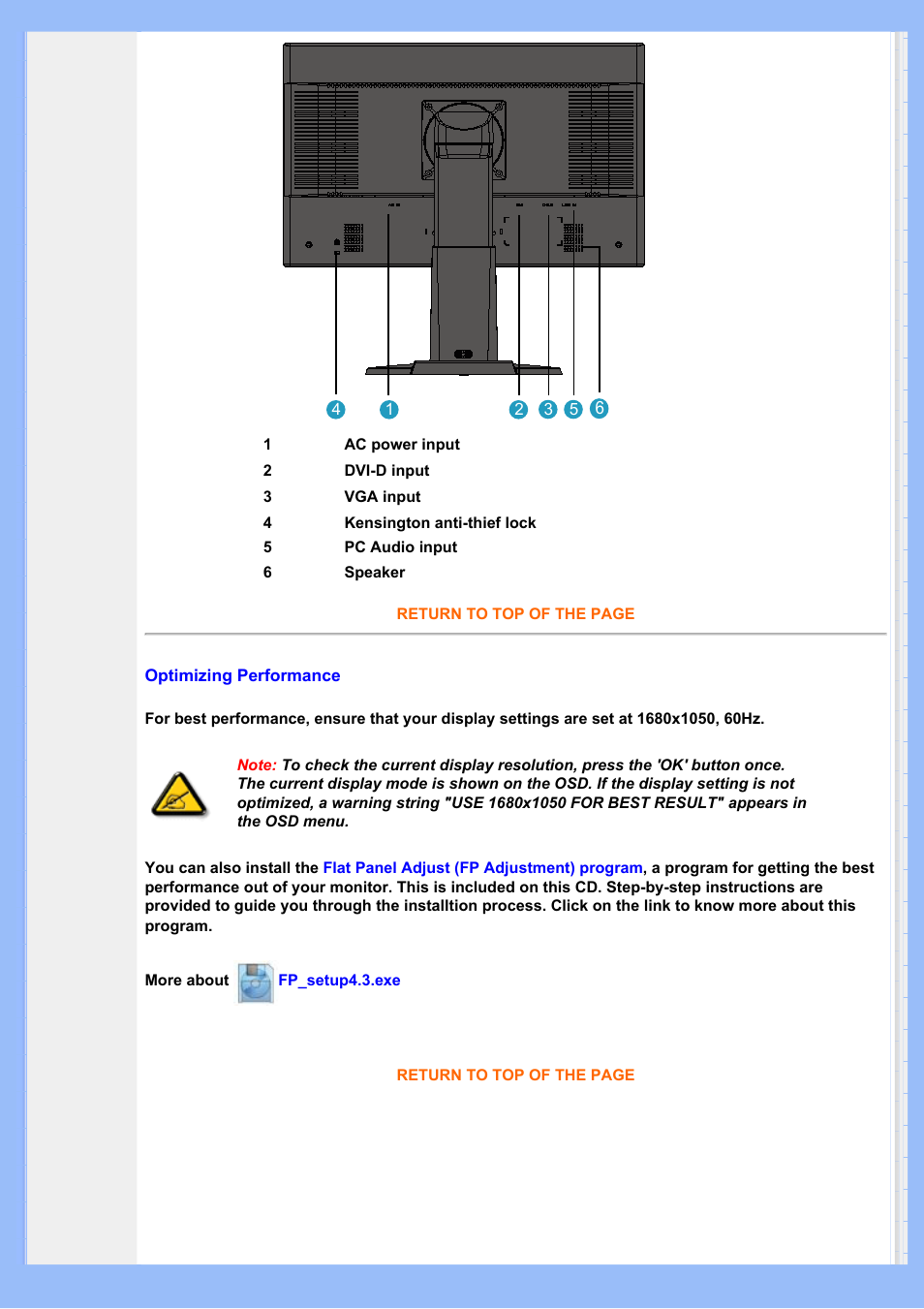 Optimizing, Performance | Philips 220BW8EB-27 User Manual | Page 43 / 85