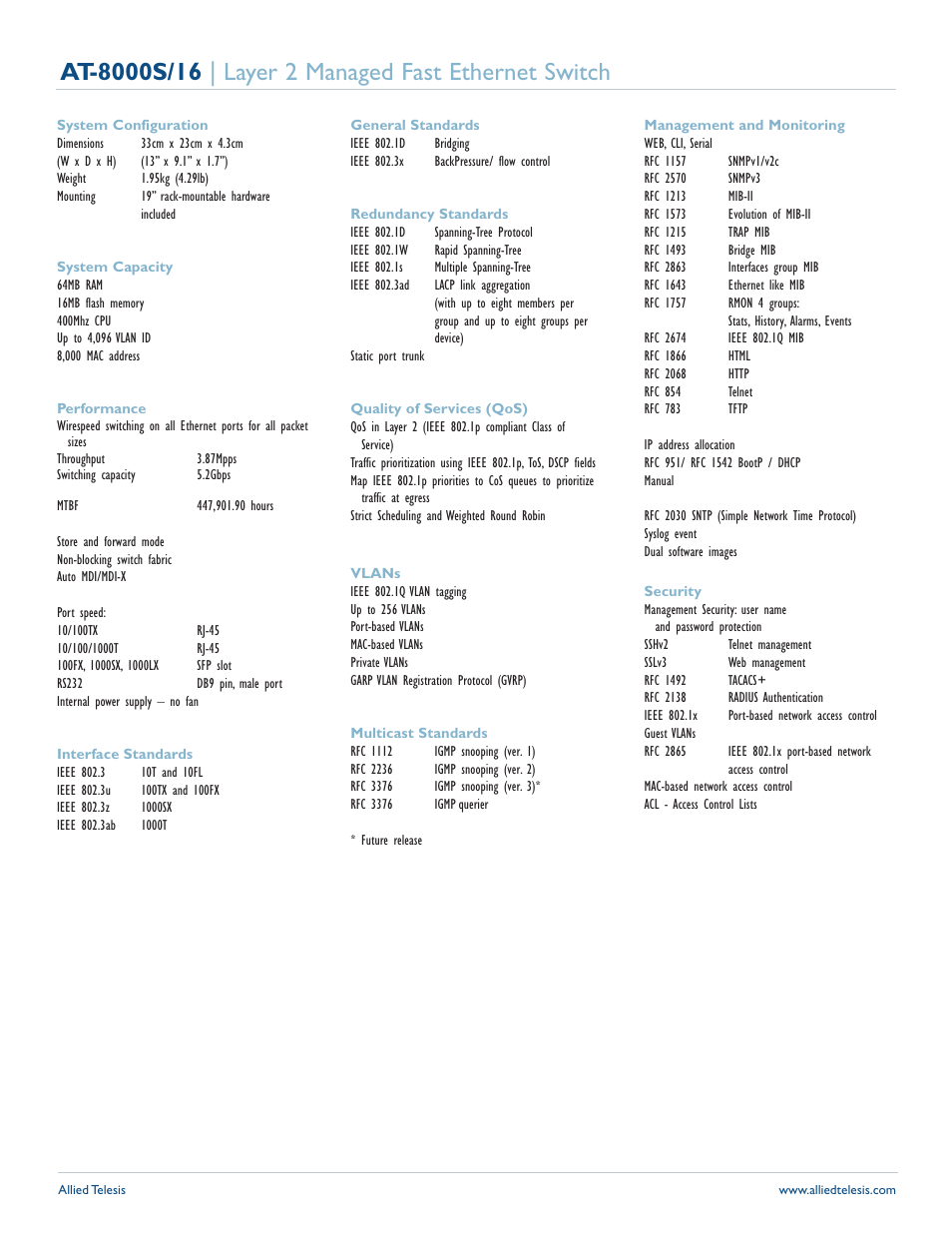 Allied Telesis AT 8000S/16 User Manual | Page 2 / 3