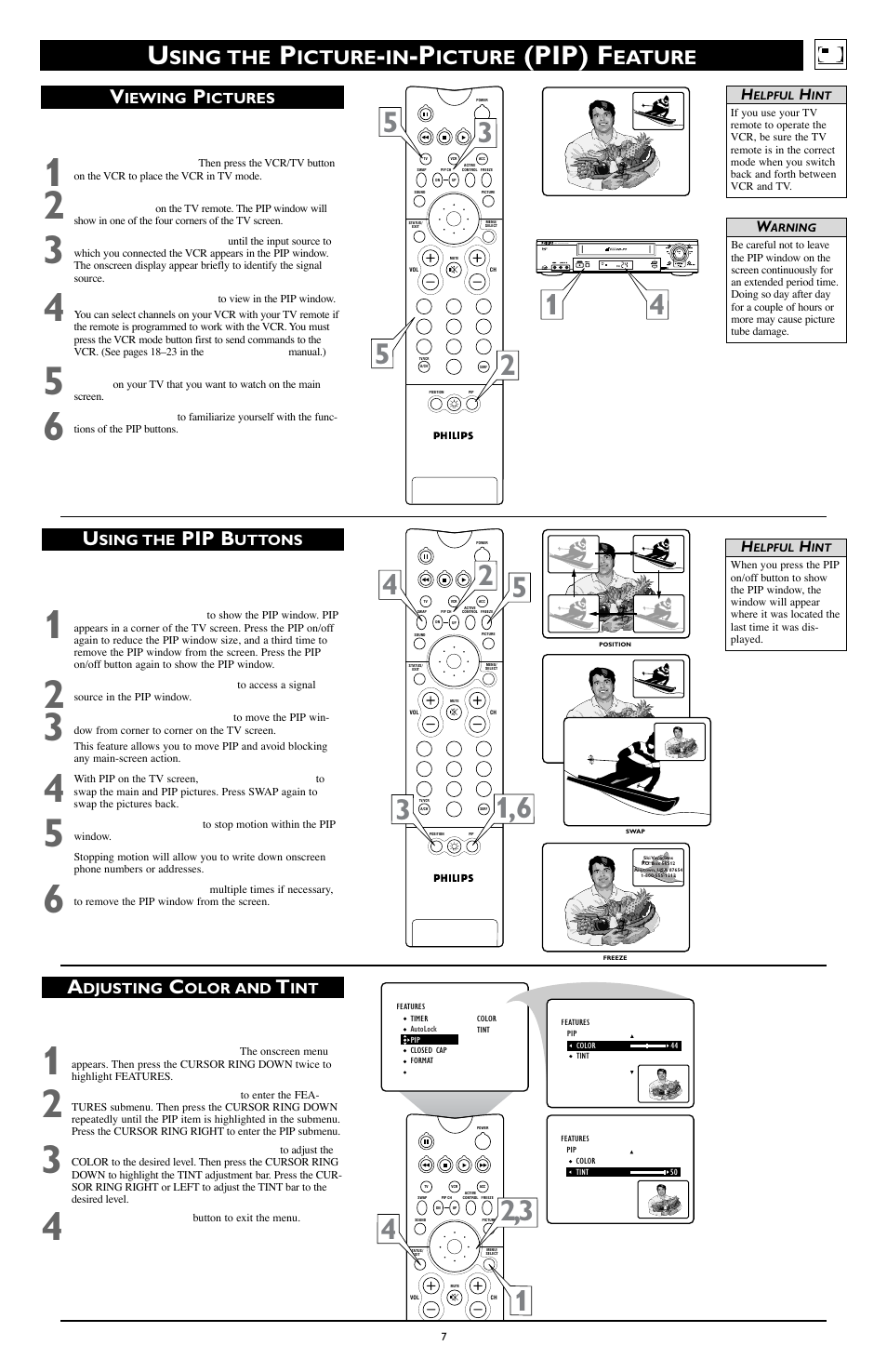 Pip) f, Sing the, Icture | Eature, Pip b | Philips 51PW9303 User Manual | Page 7 / 8
