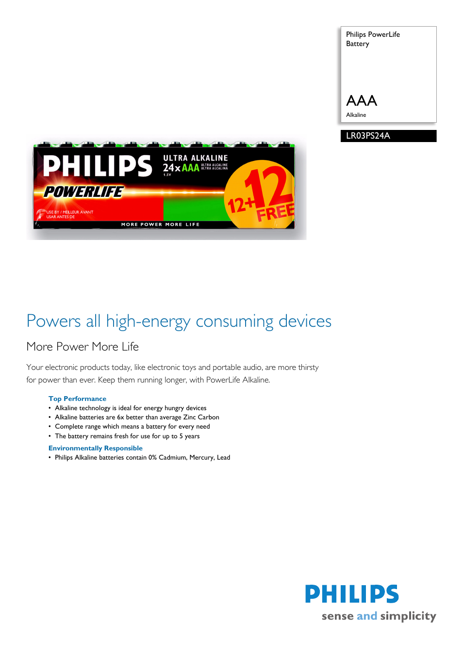 Philips LR03PS24A-27 User Manual | 2 pages