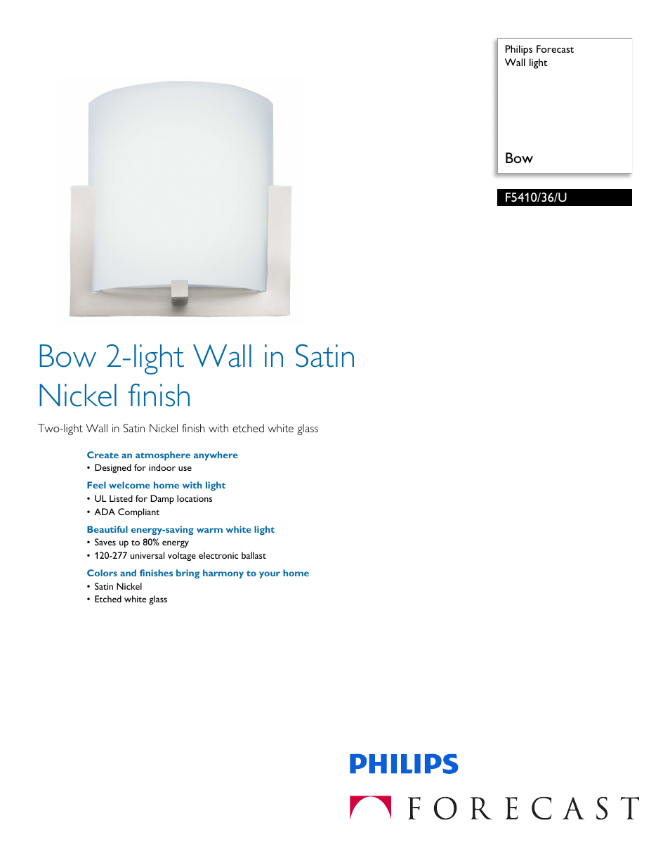 Philips F541036U User Manual | 2 pages