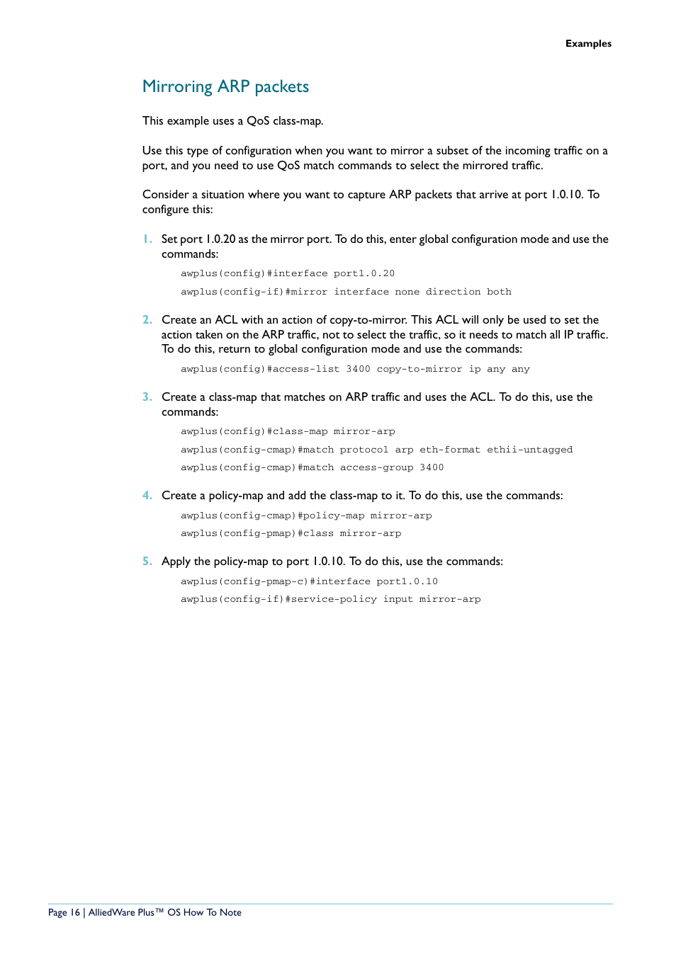 Mirroring arp packets | Allied Telesis x908 User Manual | Page 16 / 21