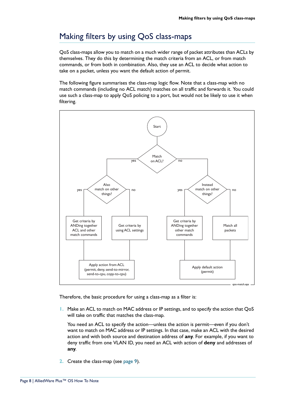 Making filters by using qos class-maps | Allied Telesis x908 User Manual | Page 8 / 21