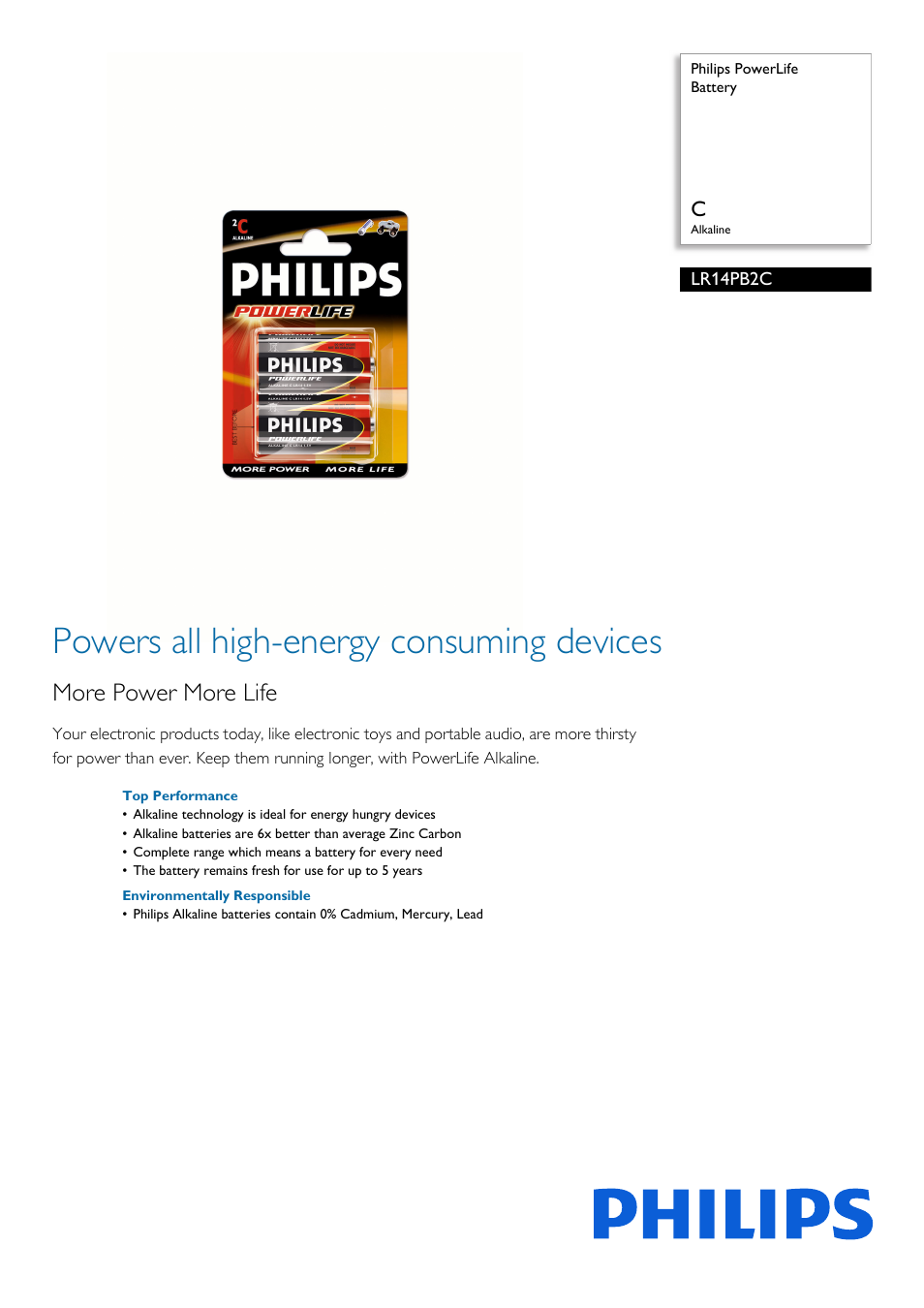 Philips LR14PB2C-27 User Manual | 2 pages