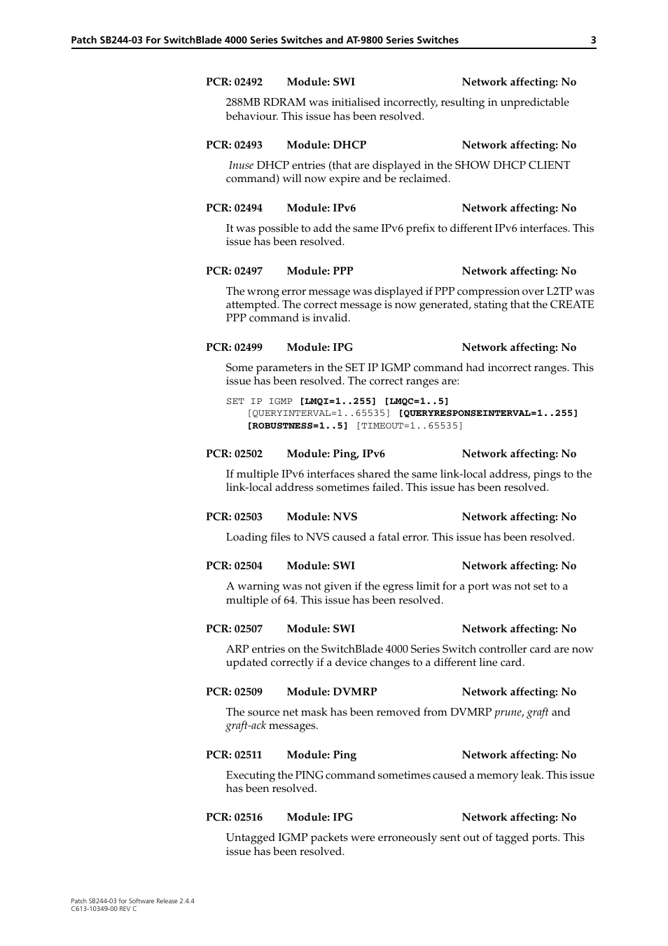 Allied Telesis SB244-03 User Manual | Page 3 / 8