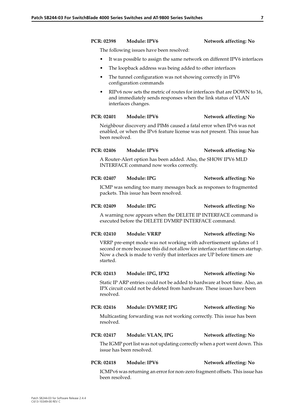 Allied Telesis SB244-03 User Manual | Page 7 / 8