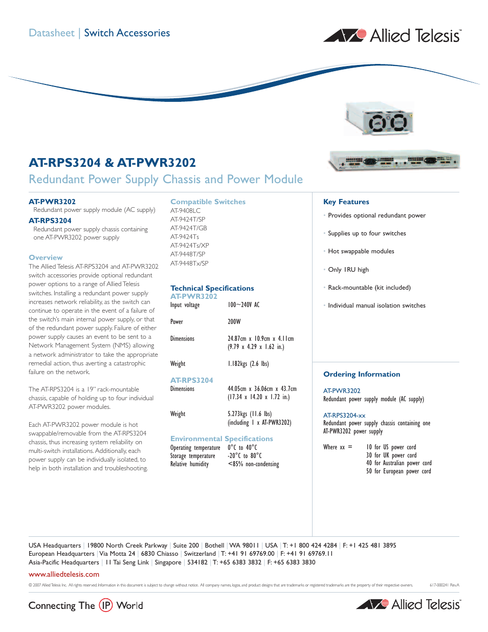 Allied Telesis AT-PWR3202 User Manual | 1 page