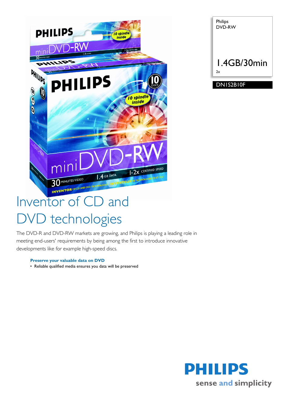 Philips DN1S2B10F-17 User Manual | 2 pages