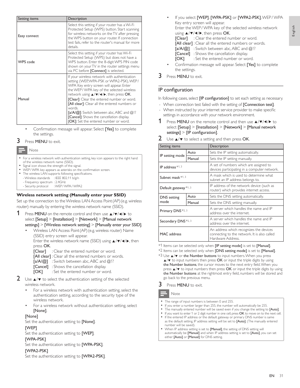 Ip configuration | Philips 3000 series LCD TV 55PFL3907 55" class-po User Manual | Page 32 / 54