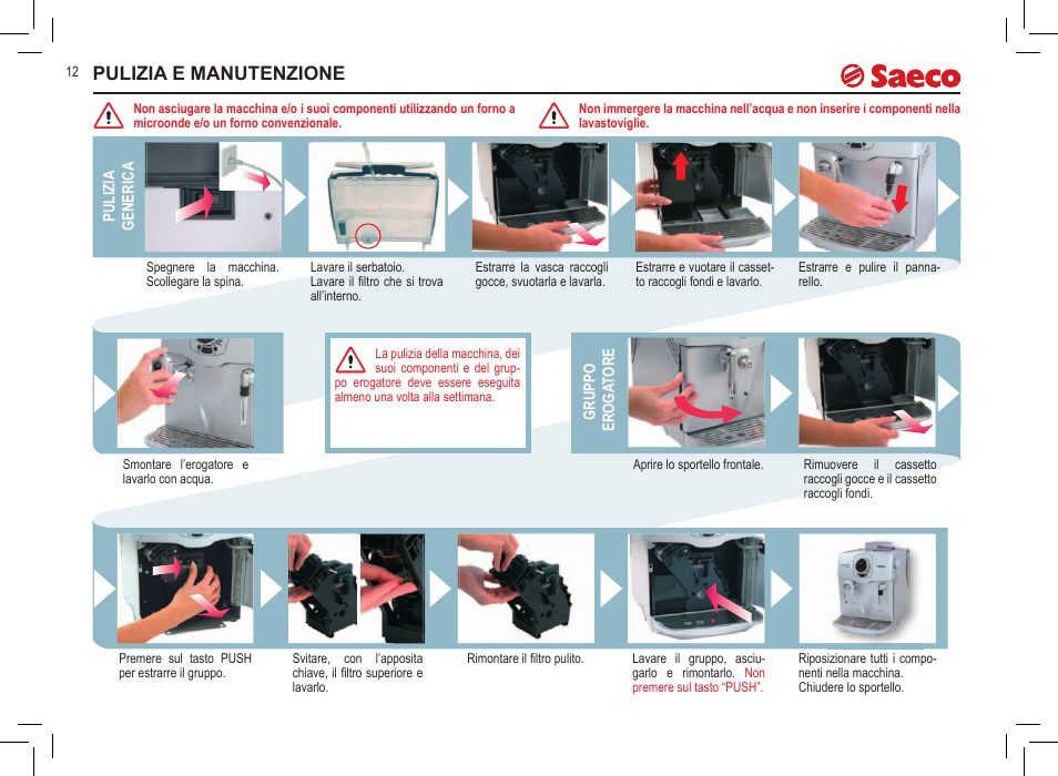 Pulizia e manutenzione | Philips 10000032 User Manual | Page 12 / 100