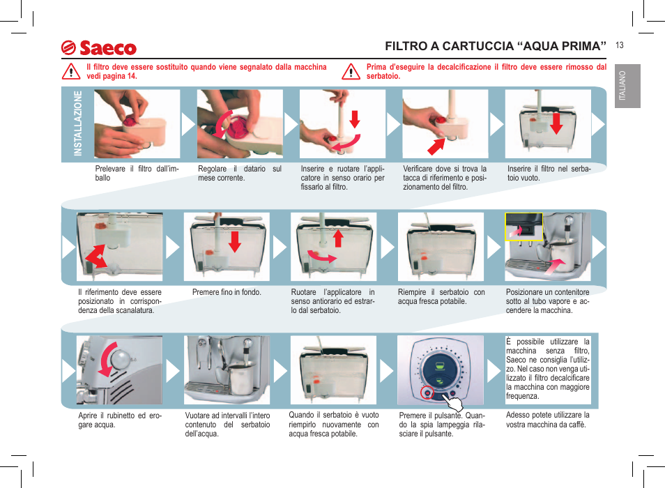 Filtro a cartuccia “aqua prima | Philips 10000032 User Manual | Page 13 / 100