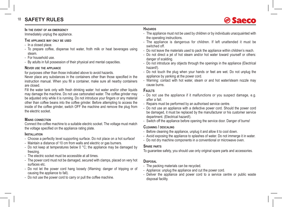 Safety rules | Philips 10000032 User Manual | Page 18 / 100