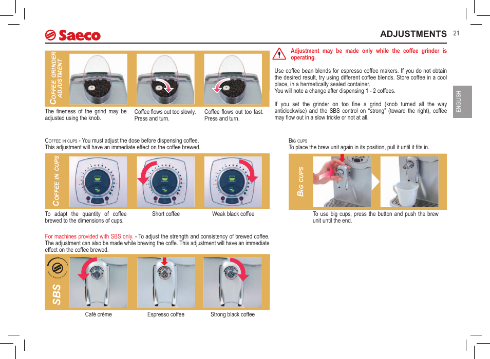 Adjustments | Philips 10000032 User Manual | Page 21 / 100