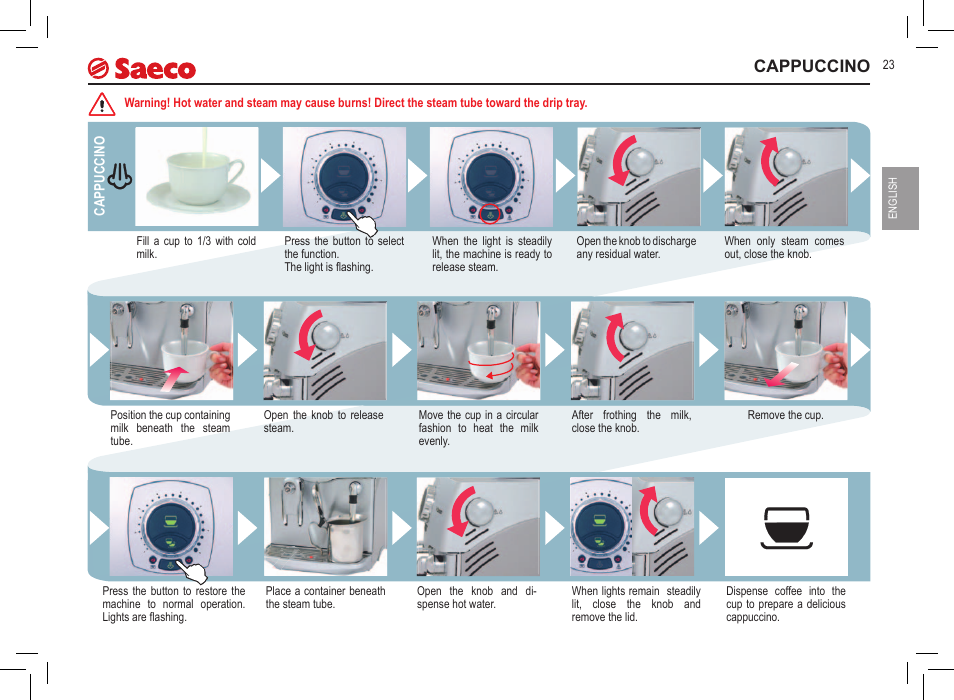 Cappuccino | Philips 10000032 User Manual | Page 23 / 100