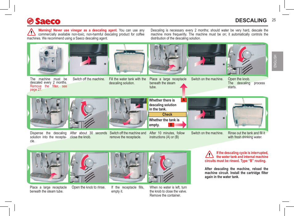 Descaling | Philips 10000032 User Manual | Page 25 / 100