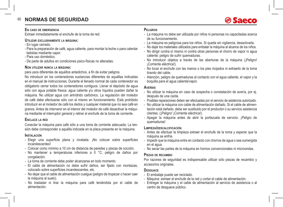 Normas de seguridad | Philips 10000032 User Manual | Page 60 / 100