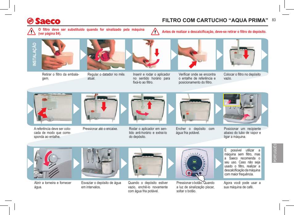 Filtro com cartucho “aqua prima | Philips 10000032 User Manual | Page 83 / 100