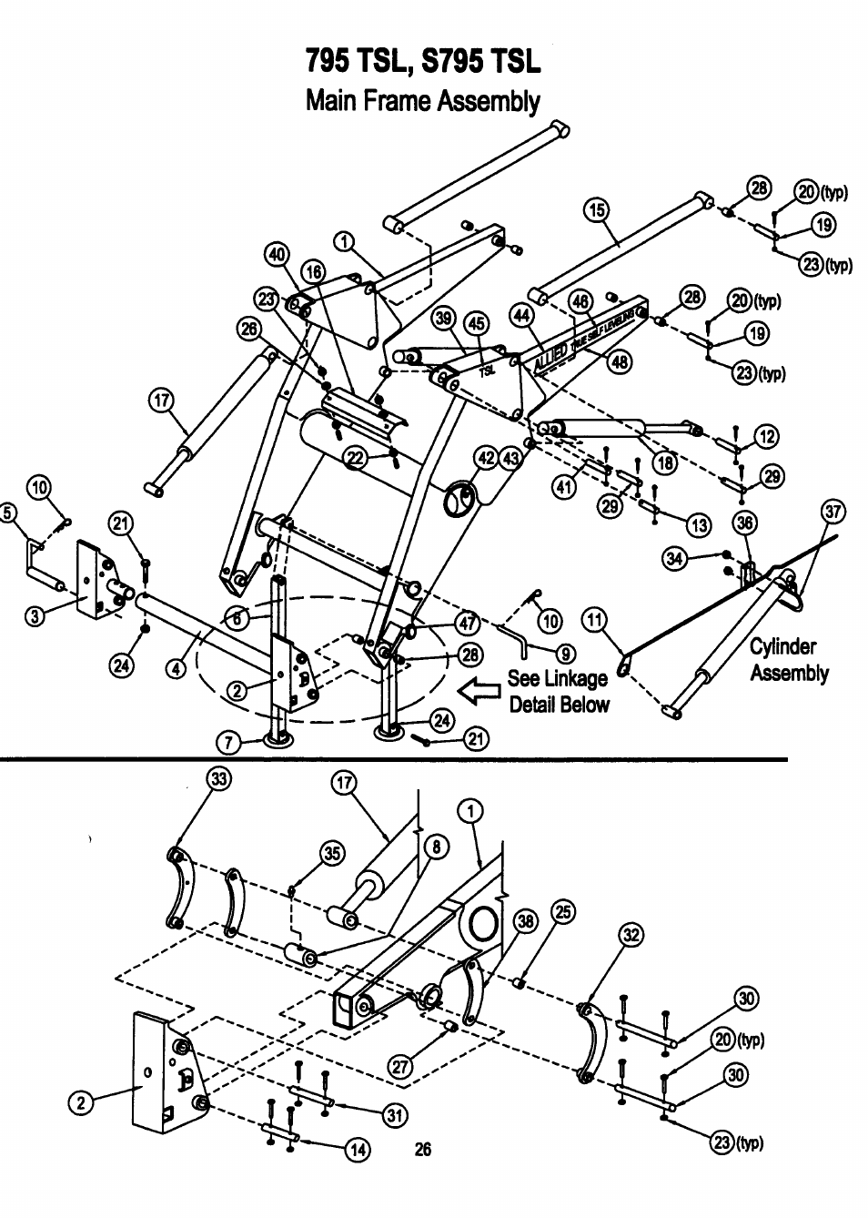 795 tsl, s795 tsl, Main frame assembly, J§) ^(typ) | Allied Telesis S795 TSL User Manual | Page 28 / 36