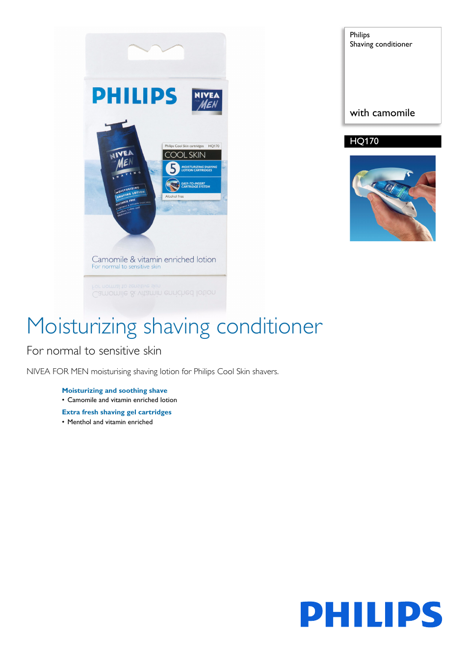 Philips HQ170-03 User Manual | 2 pages