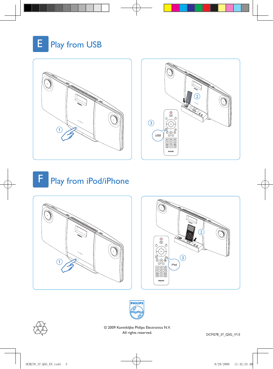 Play from usb play from ipod/iphone | Philips DCM278-37B User Manual | Page 3 / 3