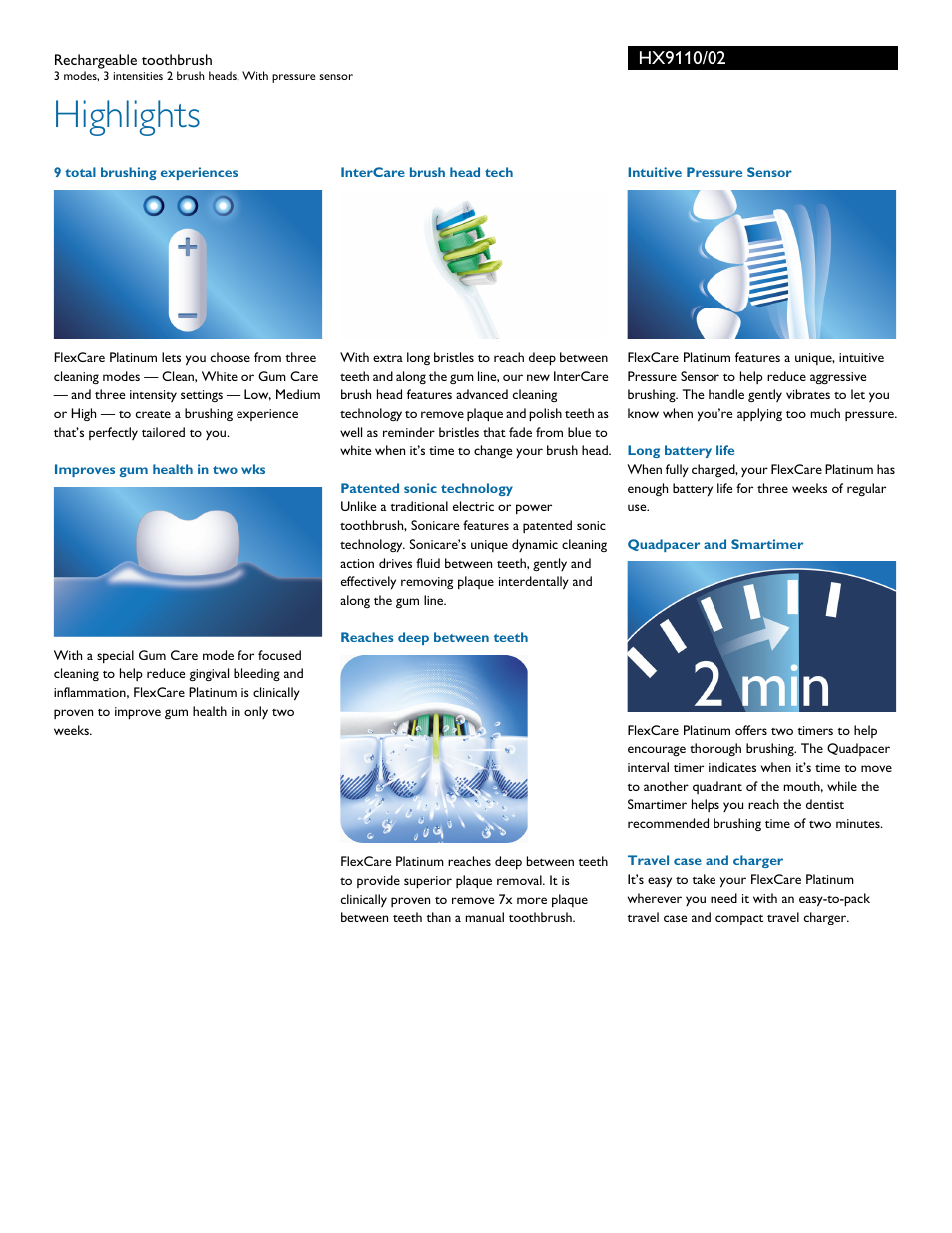 Highlights | Philips HX9110-02 User Manual | Page 2 / 3