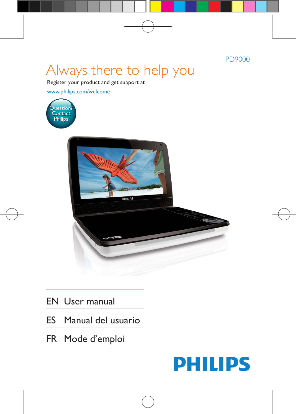 Philips Portable DVD Player PD9000 22.9 cm 9" LCD 5-hr playtime User Manual | 27 pages