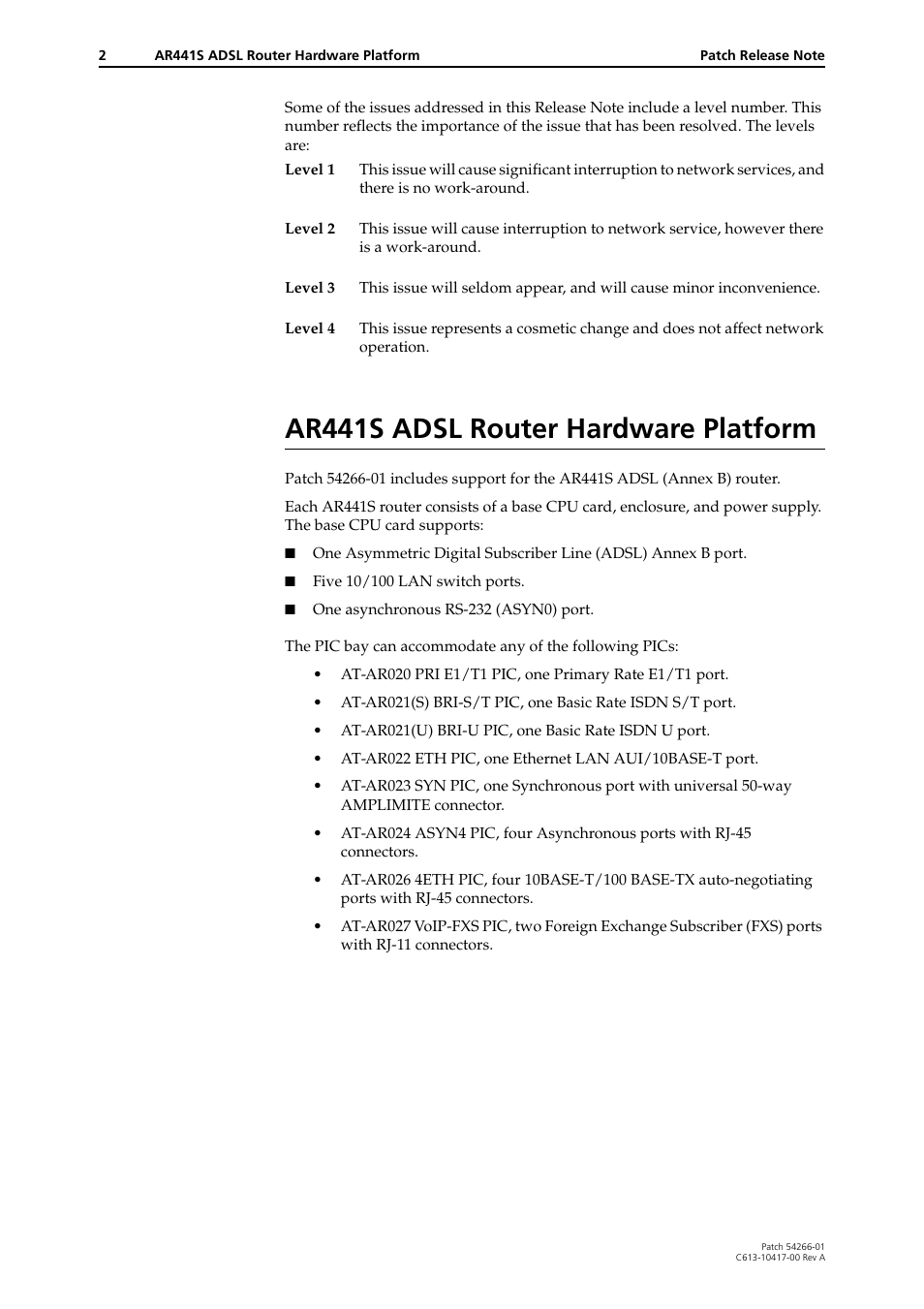 Ar441s adsl router hardware platform | Allied Telesis AR441S User Manual | Page 2 / 6