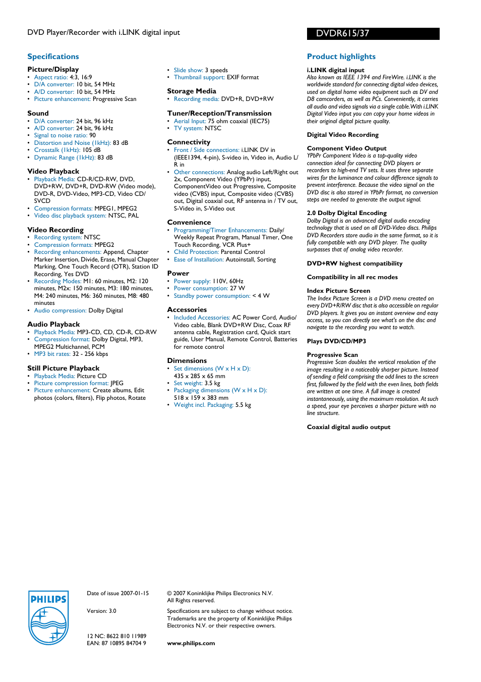 Philips DVDR615-37B User Manual | Page 2 / 2