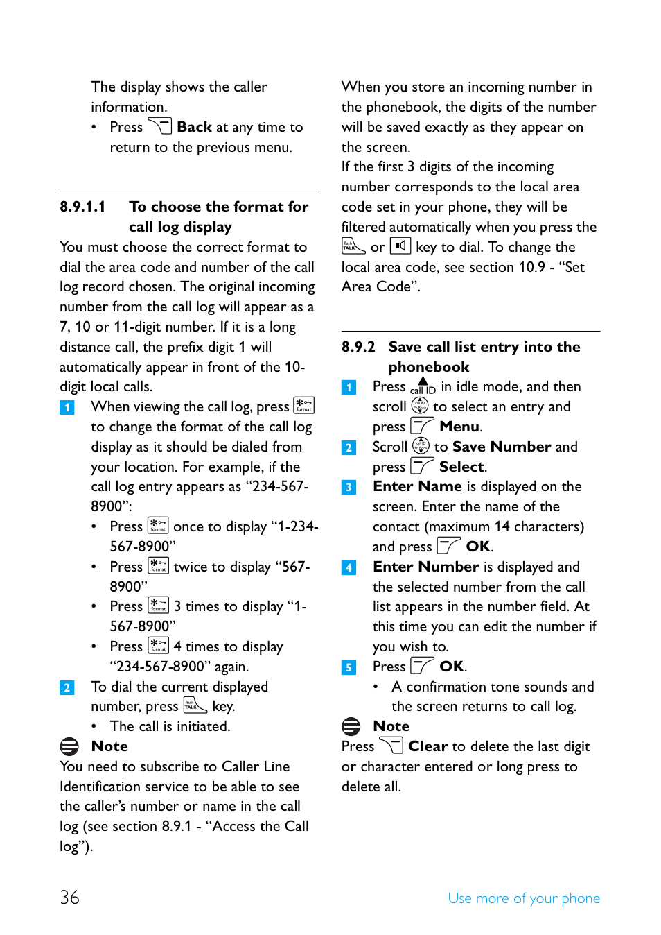 Save call list entry into the phonebook | Philips Cordless telephone SE4502B User Manual | Page 38 / 65