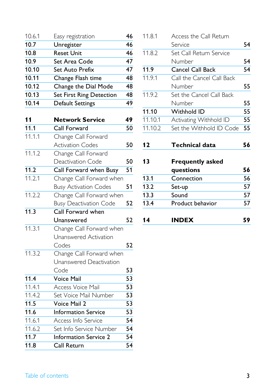 Philips Cordless telephone SE4502B User Manual | Page 5 / 65