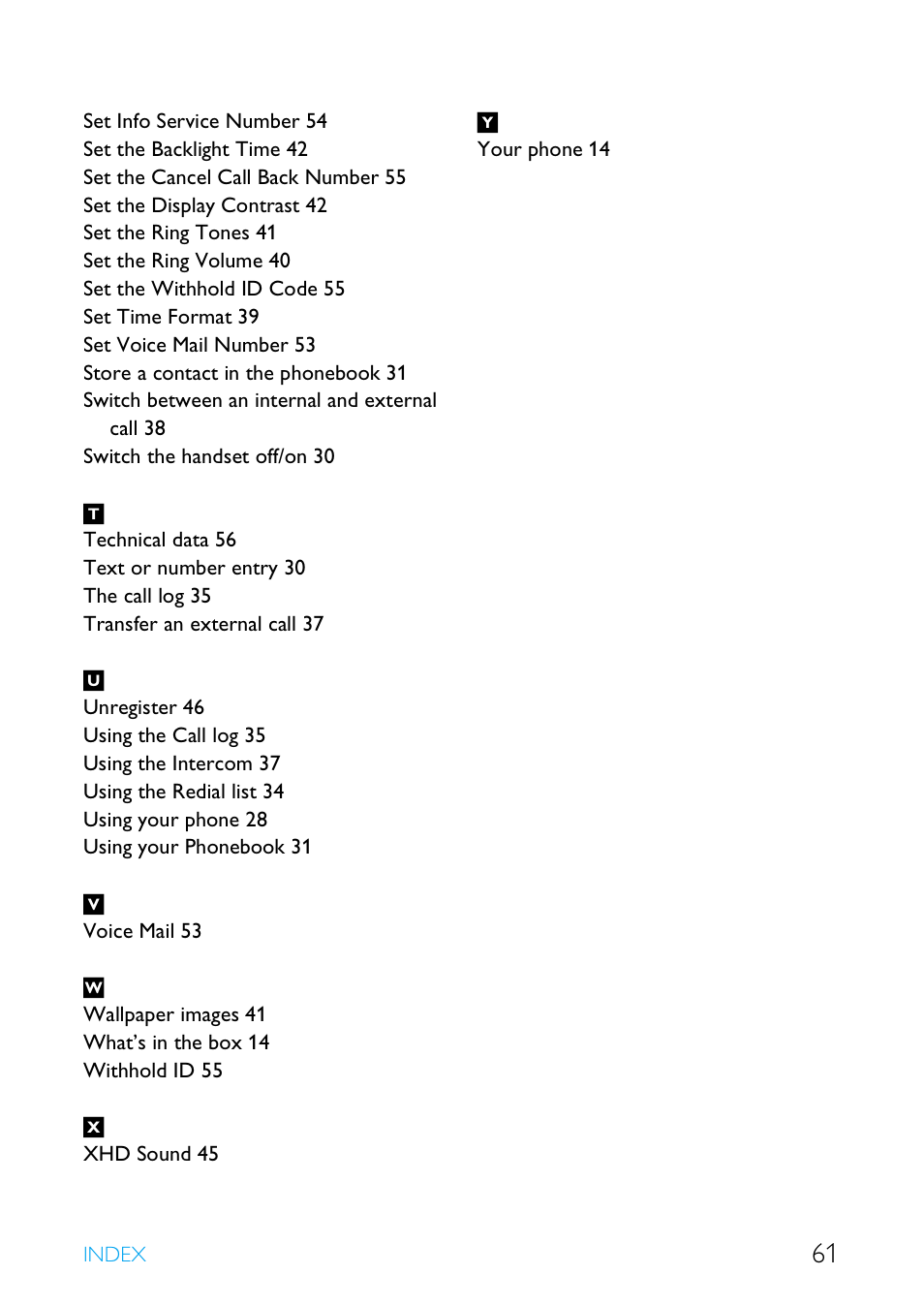 Philips Cordless telephone SE4502B User Manual | Page 63 / 65