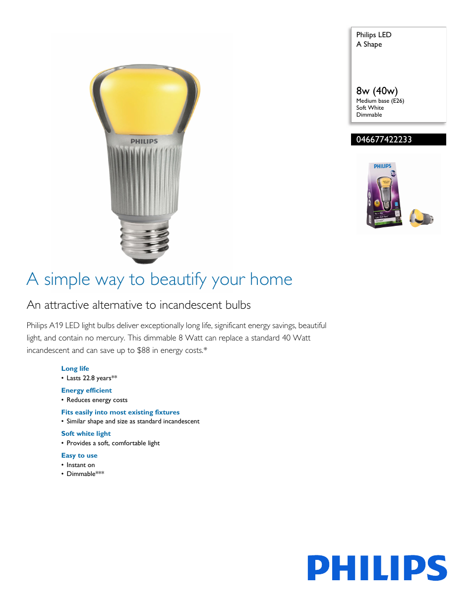 Philips 046677422233 User Manual | 2 pages