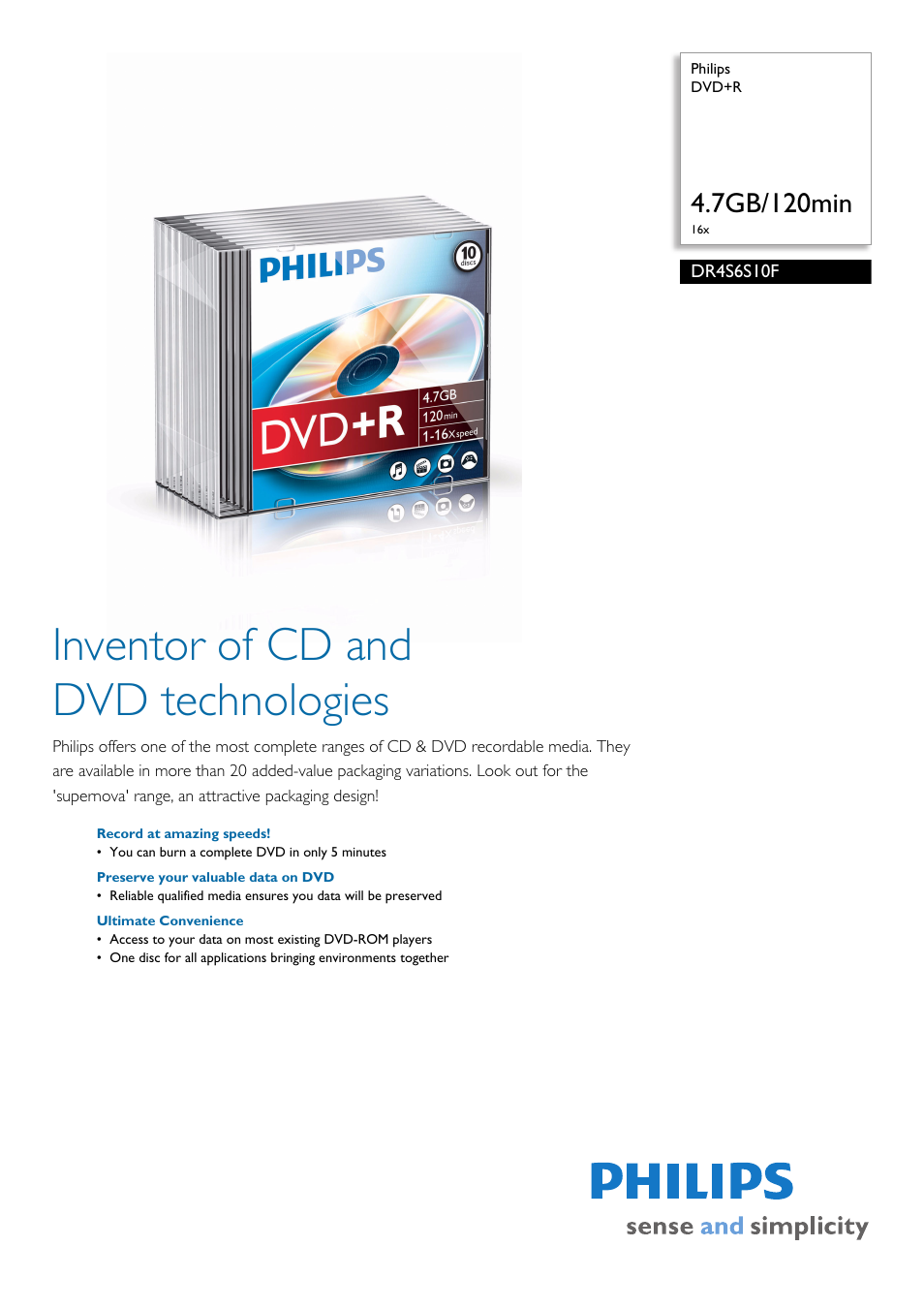 Philips DR4S6S10F-17 User Manual | 2 pages