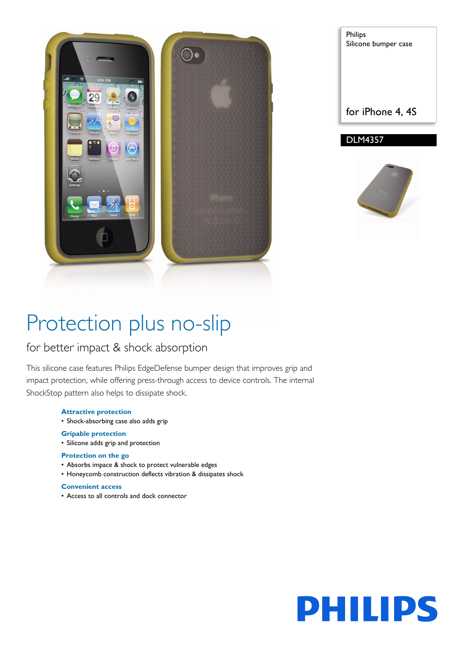 Philips Silicone bumper case DLM4357 for iPhone 4 4S User Manual | 2 pages
