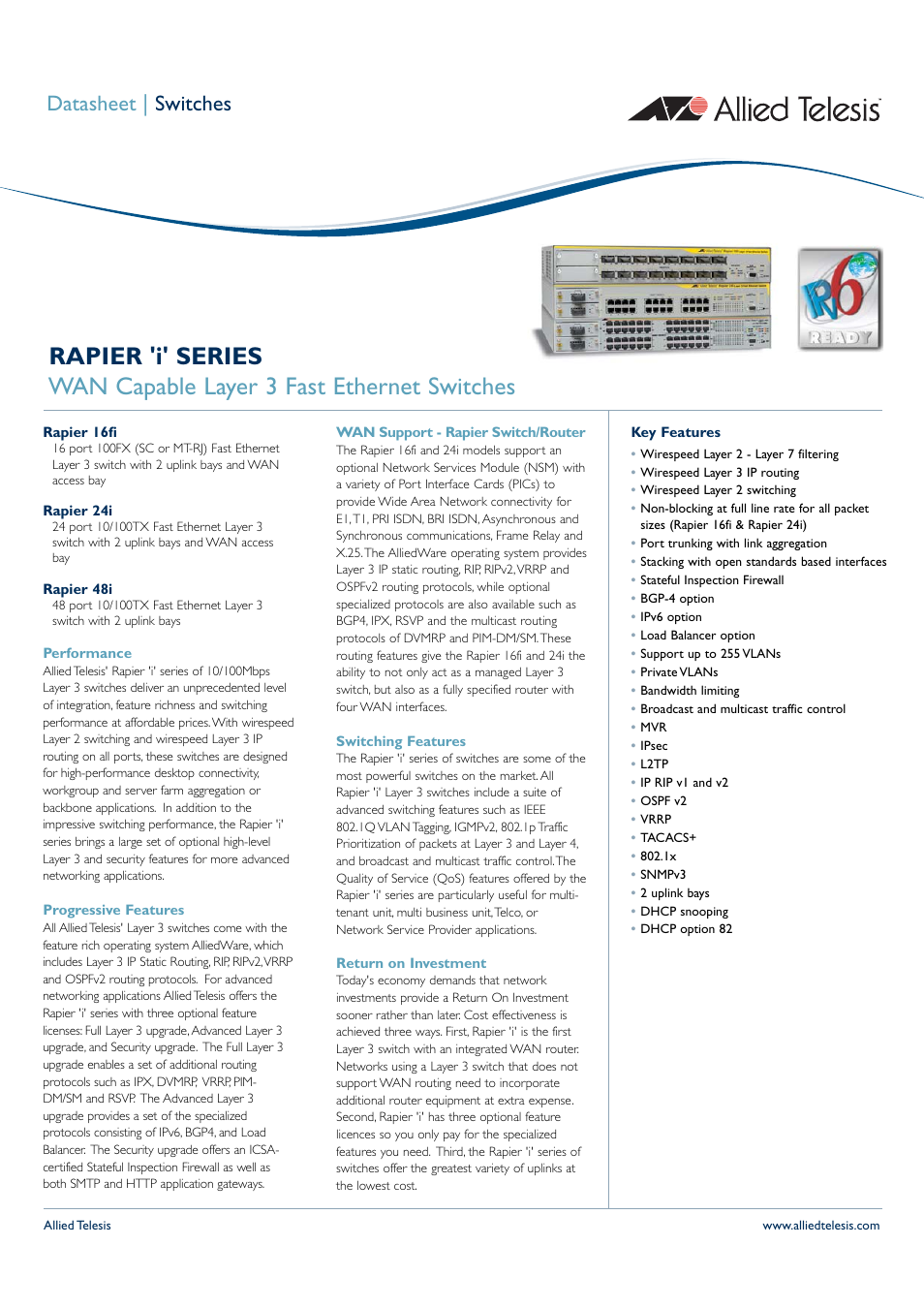 Allied Telesis 16fi User Manual | 6 pages