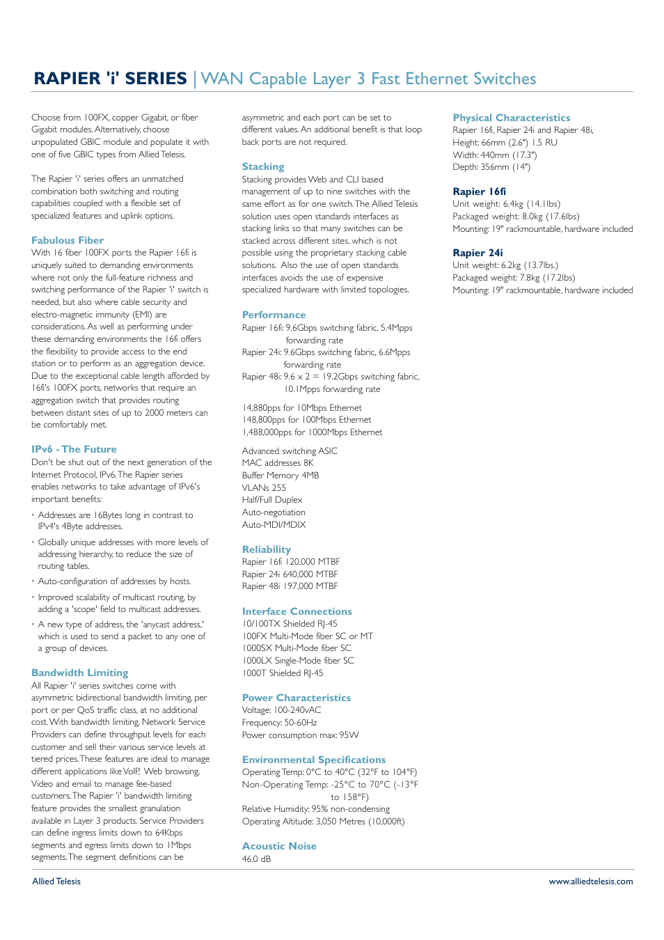 Allied Telesis 16fi User Manual | Page 2 / 6