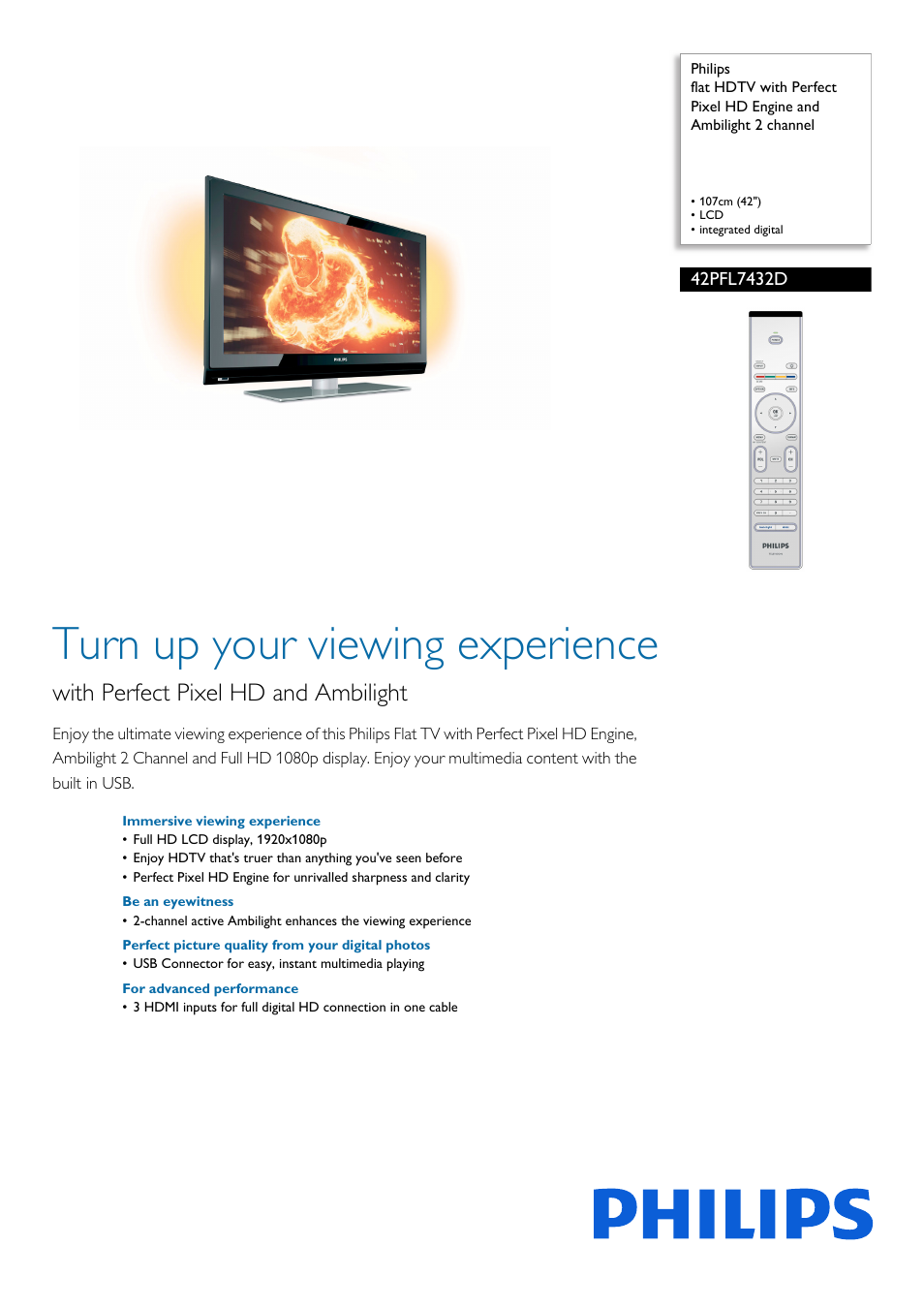 Philips 42PFL7432D-37 User Manual | 3 pages