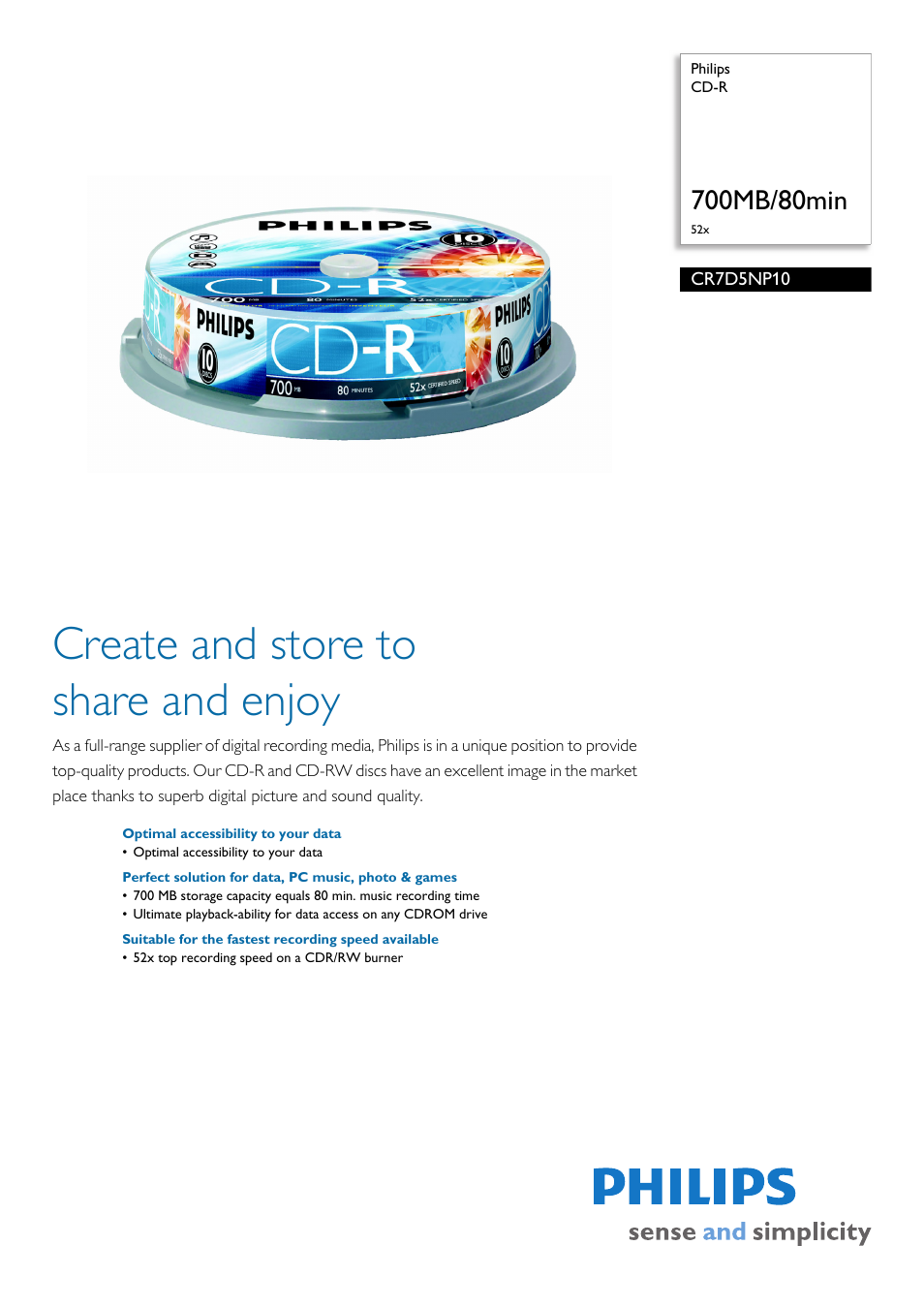Philips CR7D5NP10-17 User Manual | 2 pages