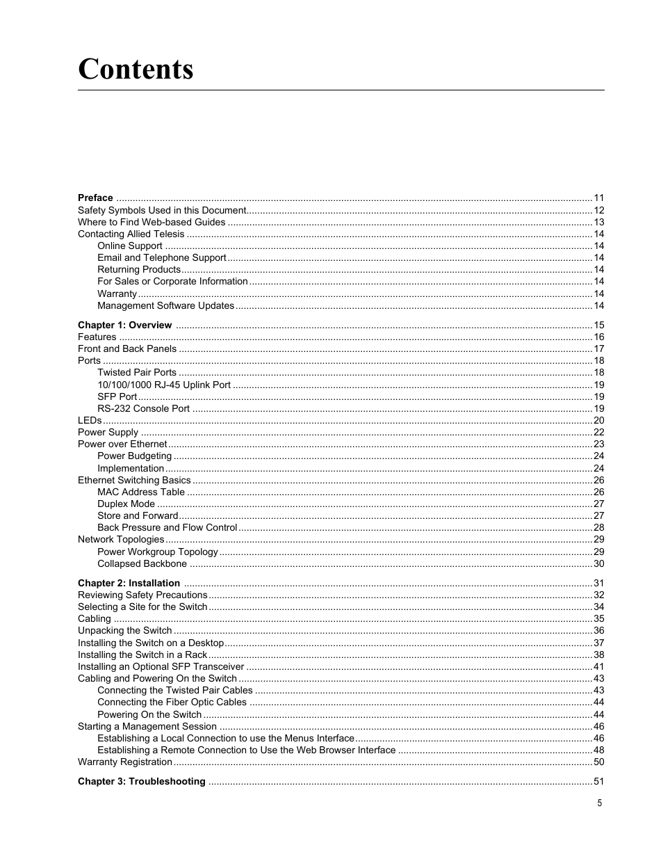 Allied Telesis AT 8000/8POE User Manual | Page 5 / 56