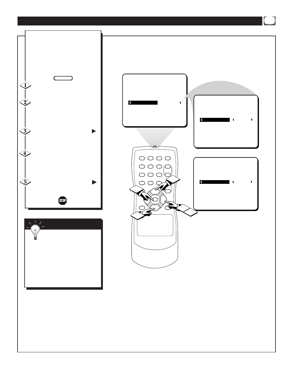 Etting the, Able, Uning | Ontrol | Philips PR1306C User Manual | Page 11 / 28