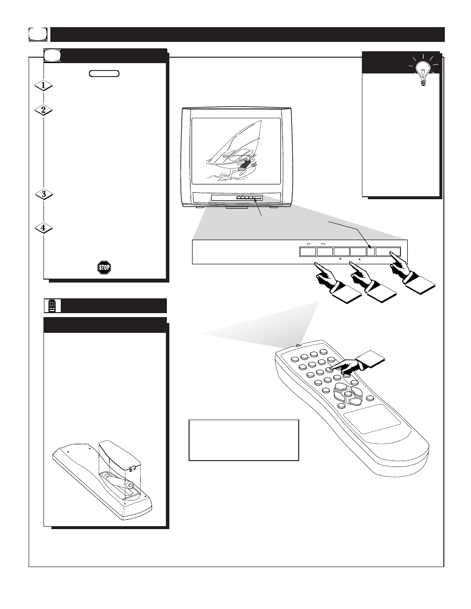 Tv/r, Asic, Emote | Perations, Elevision | Philips PR1306C User Manual | Page 8 / 28