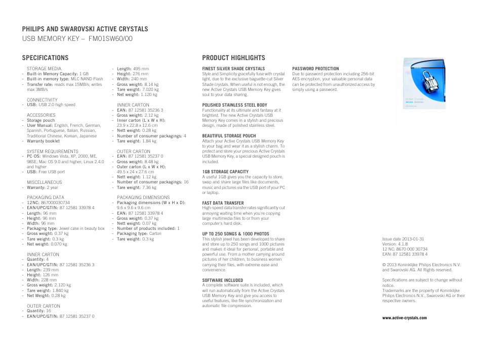 Philips FM01SW60-00 User Manual | Page 2 / 2