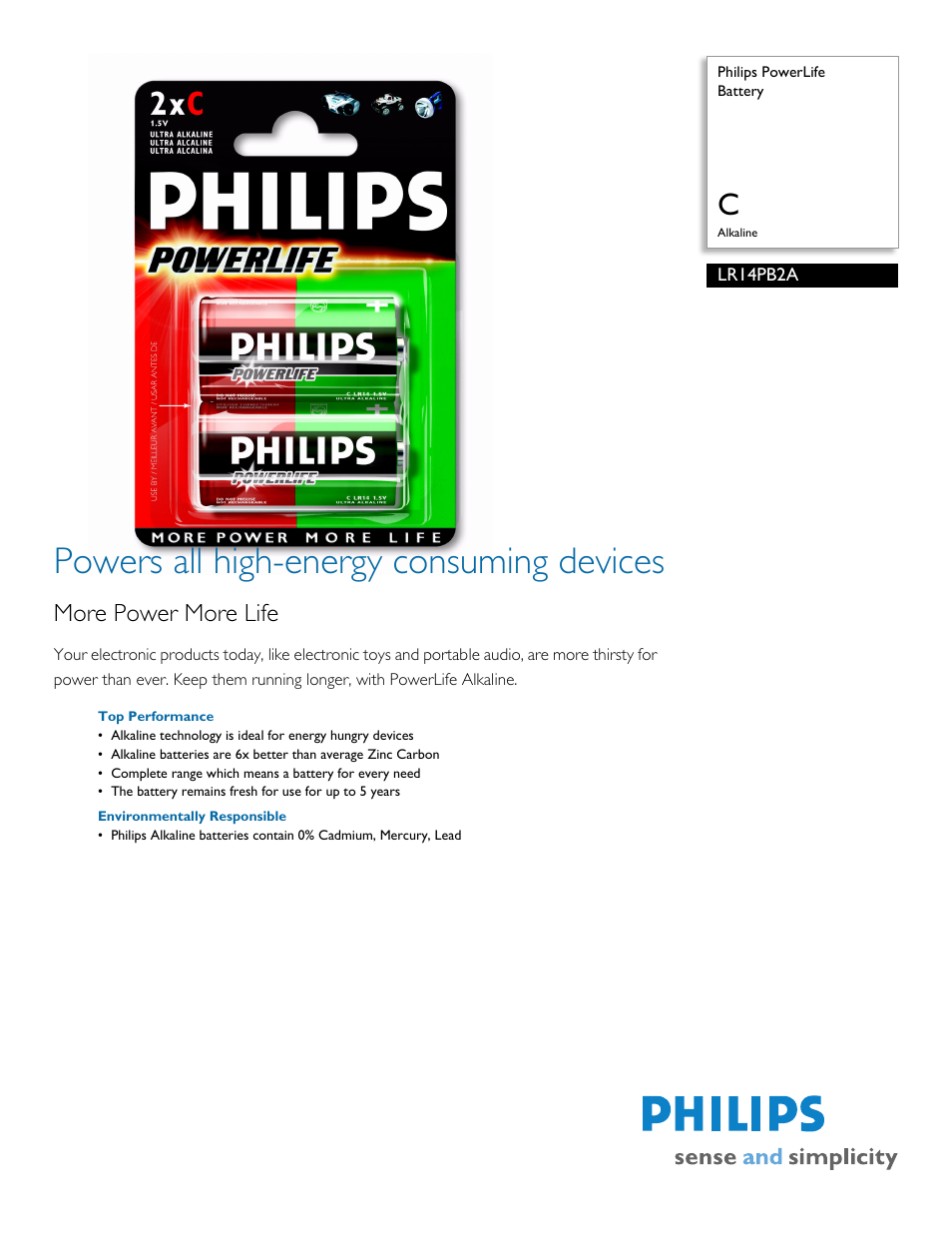 Philips LR14PB2A-27 User Manual | 2 pages