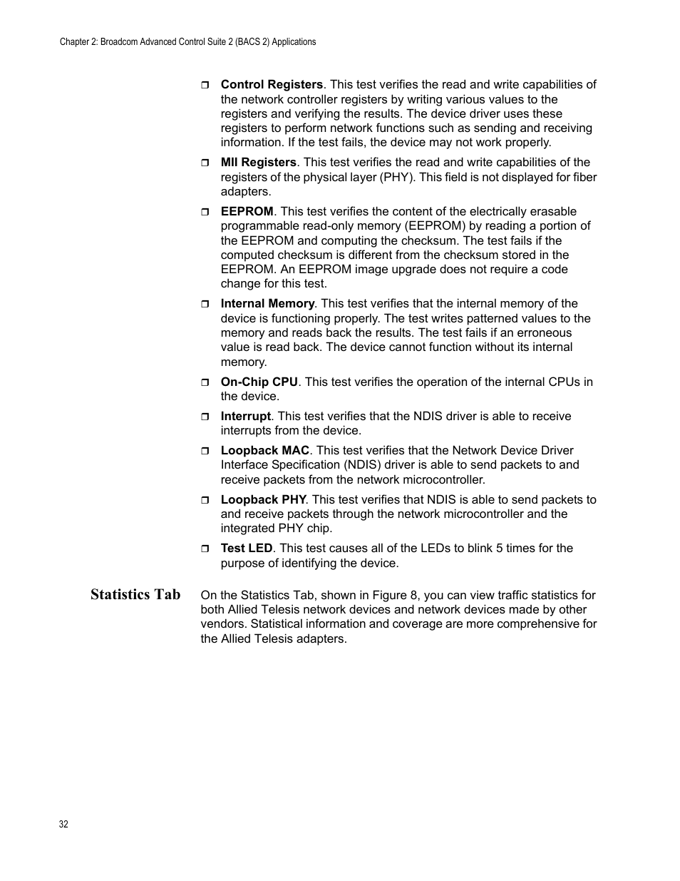 Statistics tab | Allied Telesis AT-2916SX User Manual | Page 32 / 74