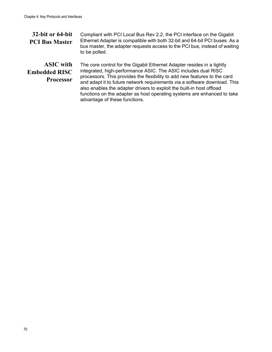 Bit or 64-bit pci bus master, Asic with embedded risc processor | Allied Telesis AT-2916SX User Manual | Page 70 / 74