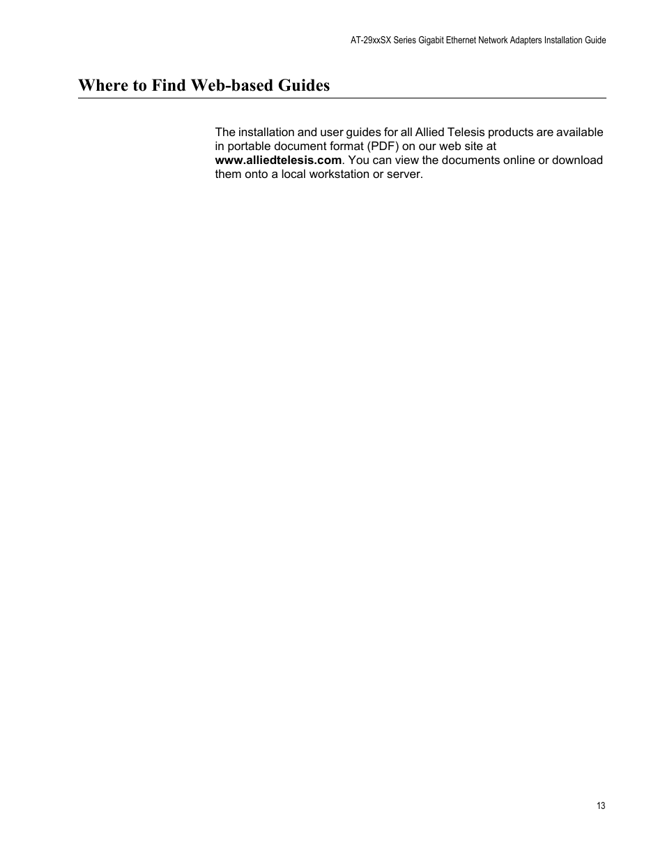 Where to find web-based guides | Allied Telesis AT-2931SX User Manual | Page 13 / 136